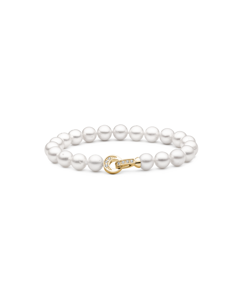 Pearl bracelet with gold-plated silver and zircons