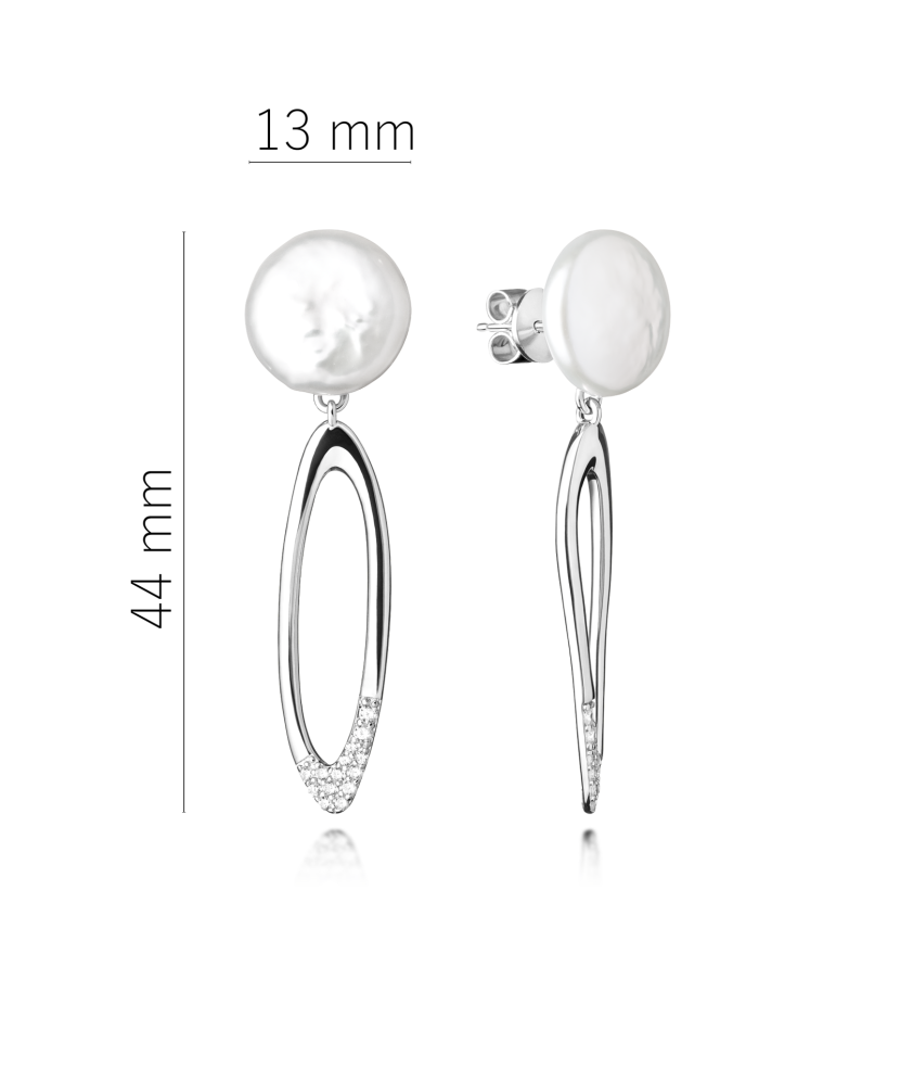 Sterling silver earrings with pearls and zircons