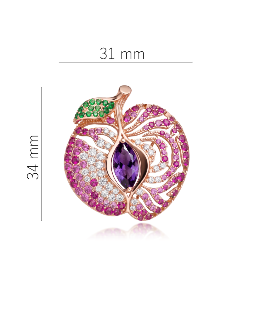 Glided  sterling Silver brooch with zircons