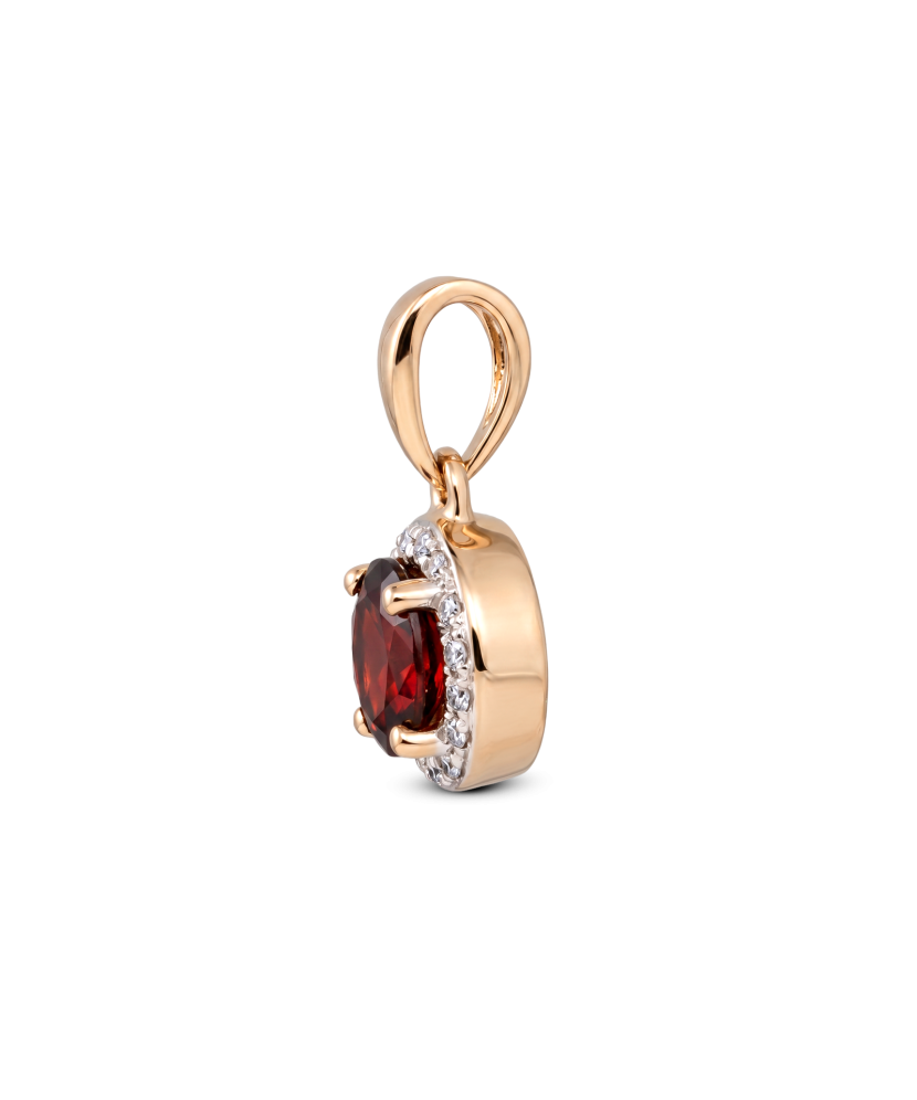 Gold pendant with garnet and diamonds