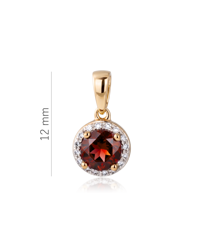 Gold pendant with garnet and diamonds