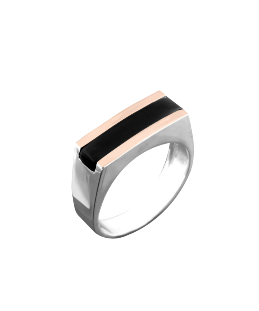 Gold plated silver ring  with onyx