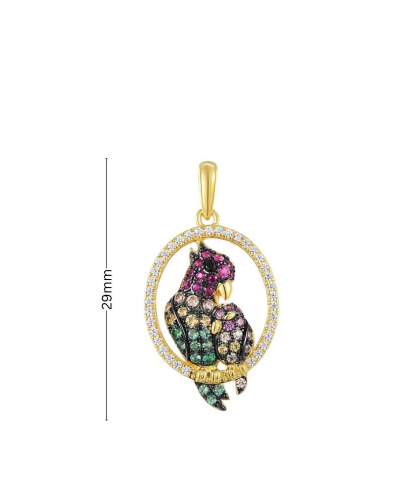 Gilded Sterling Silver pendant with spinels and zircons