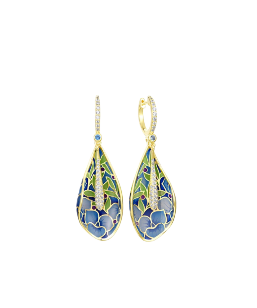 Gilded sterling silver earrings with zircons