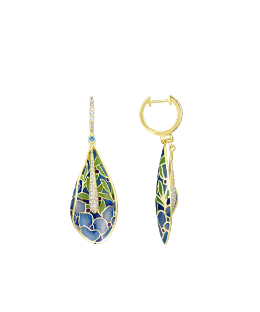 Gilded sterling silver earrings with zircons