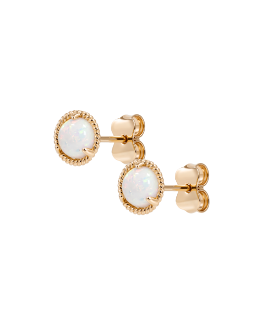 Gold earrings with opal