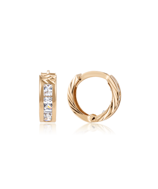 Gold earrings with zircons