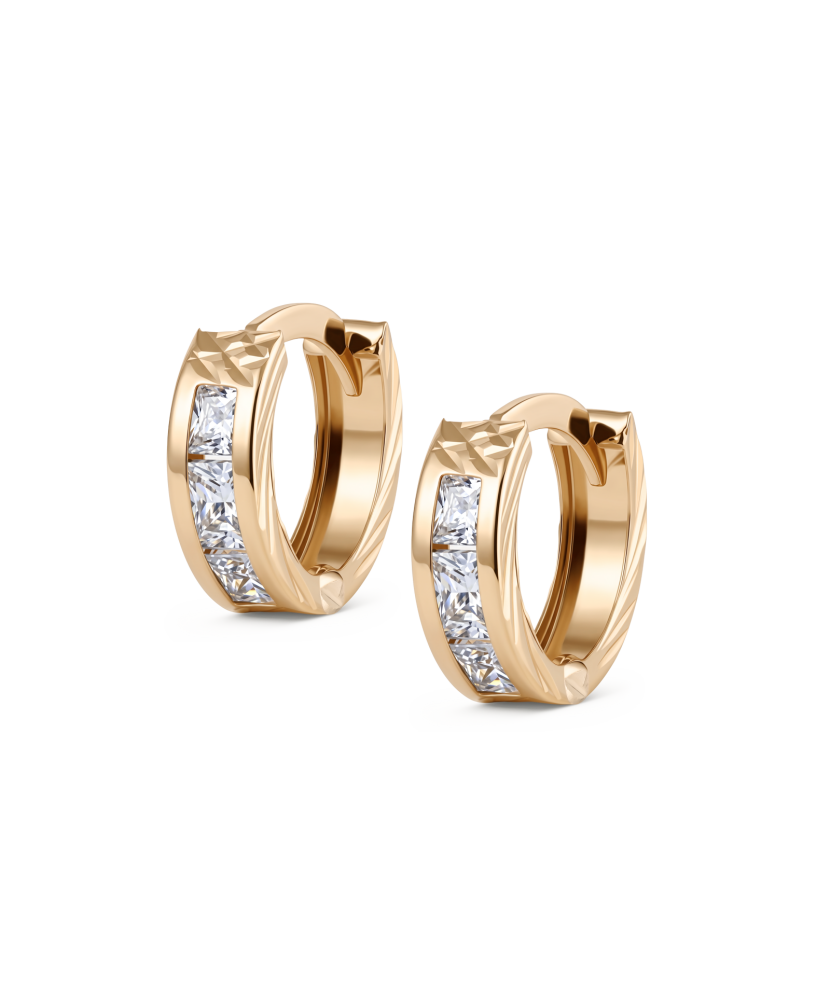 Gold earrings with zircons