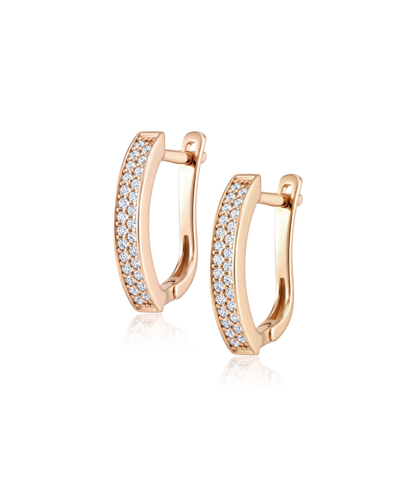 Gold earrings with zircons