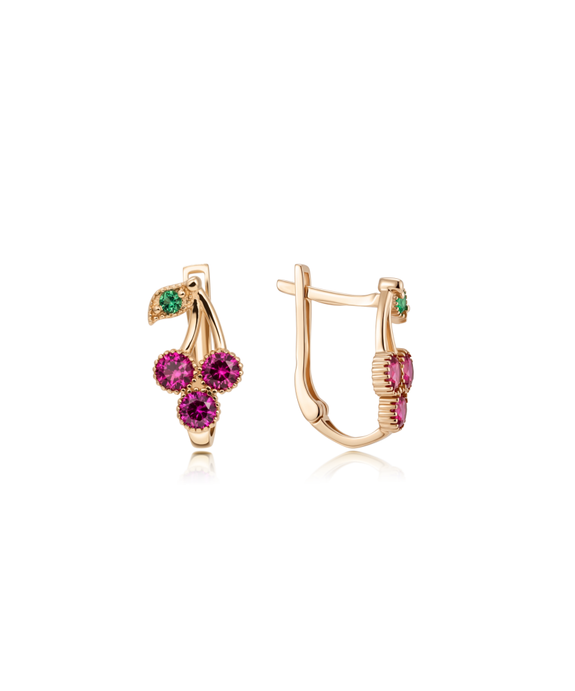 Gold earrings with zircons