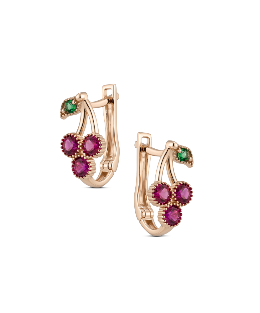 Gold earrings with zircons