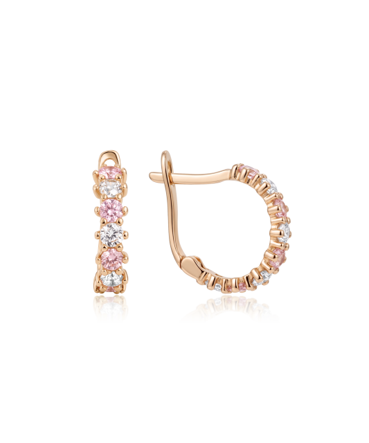 Gold earrings with zircons