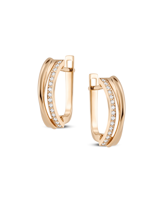 Gold earrings with zircons
