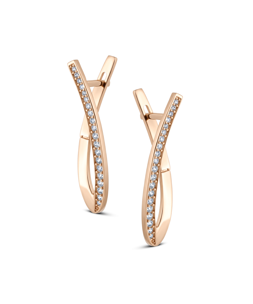 Gold earrings with zircons