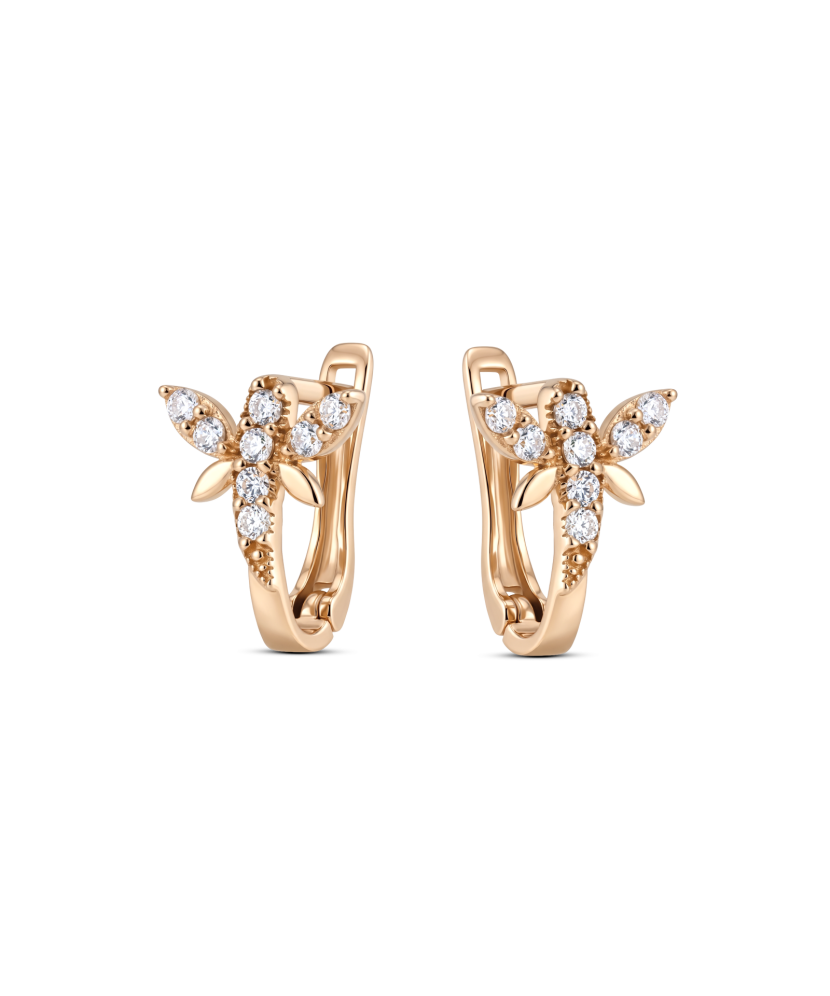 Gold earrings with zircons