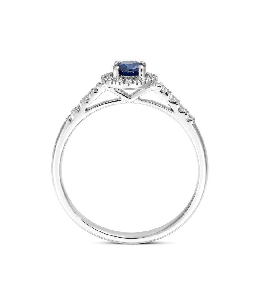 White gold ring with sapphires and diamonds