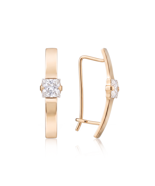 Gold earrings with zircons
