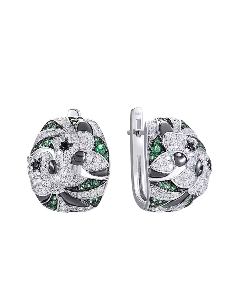 Gold-plated silver earrings with spinels and zircons