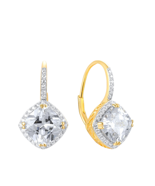Gilded sterling silver earrings with zircons