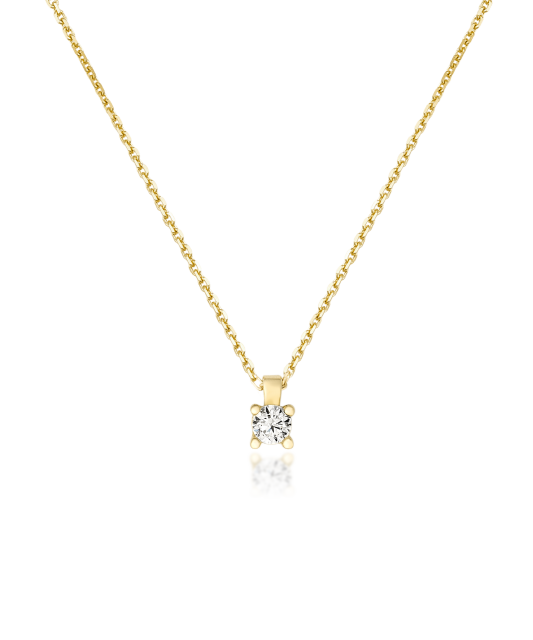 Yellow gold chain with cubic zirconia pendant