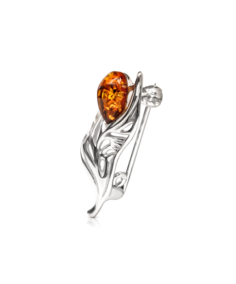 Sterling silver  brooch with amber