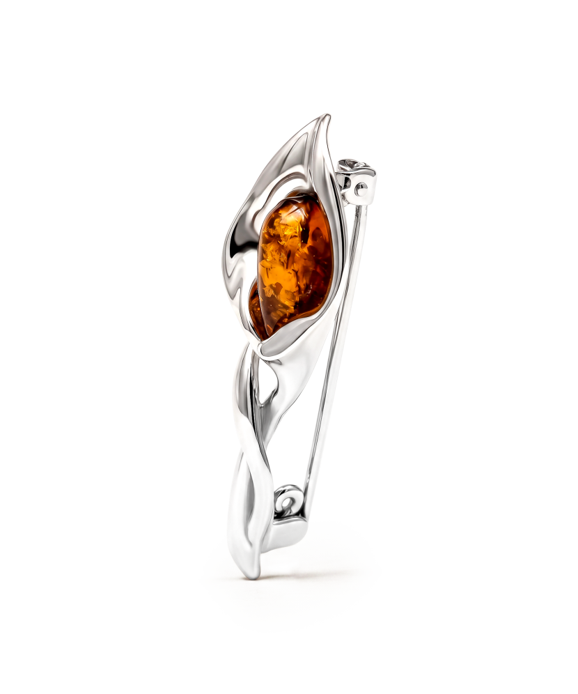 Sterling silver  brooch with amber