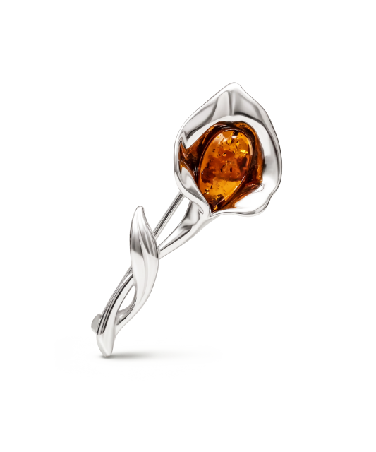 Sterling silver  brooch with amber