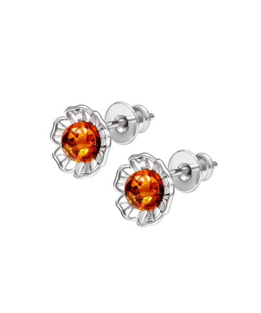 Sterling silver earrings with amber