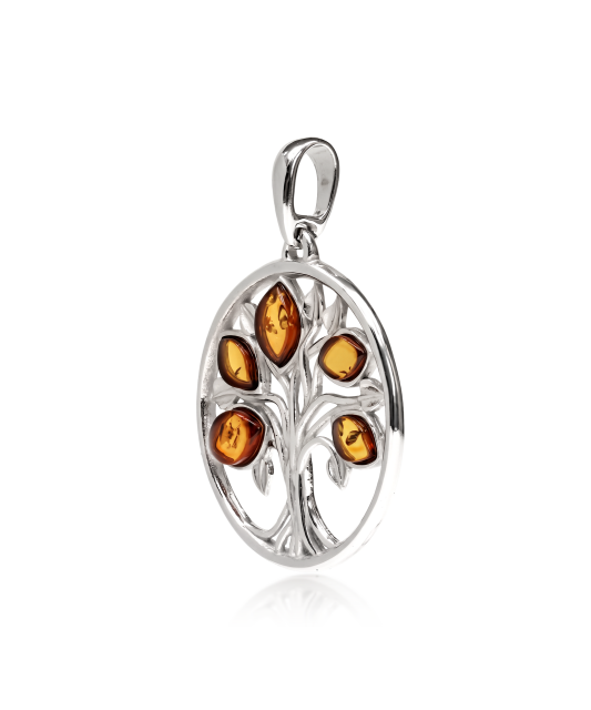 Sterling silver pendant with amber
