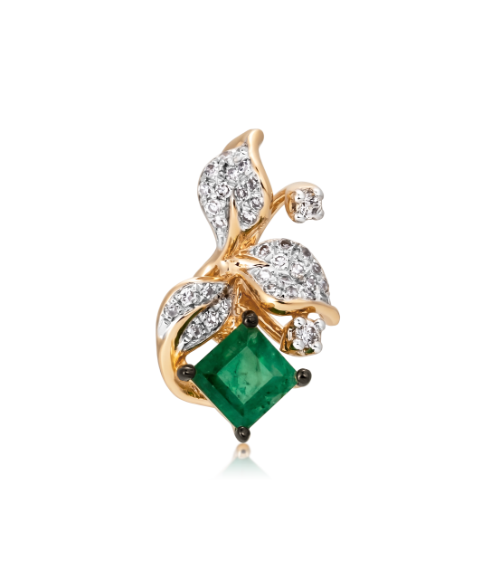 Gold pendant with emerald and diamonds
