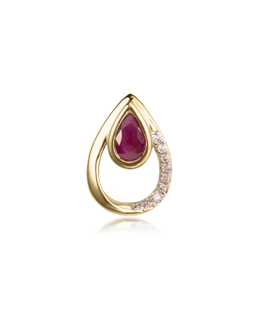Yellow gold pendant with diamonds and ruby