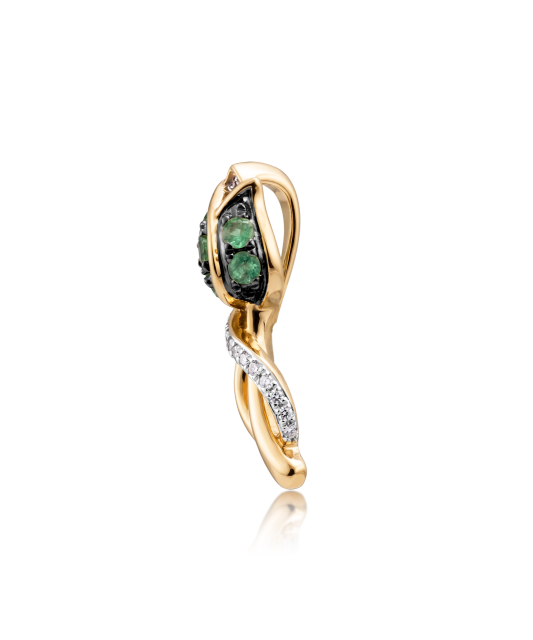 Yellow gold pendant with diamonds and emeralds
