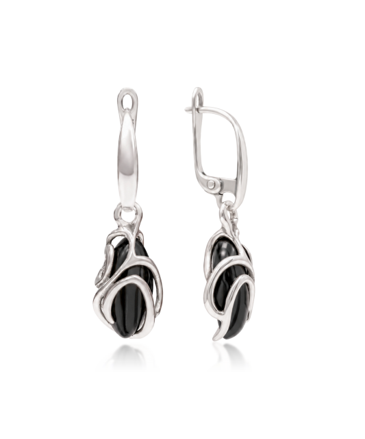 Sterling silver earrings with onyx