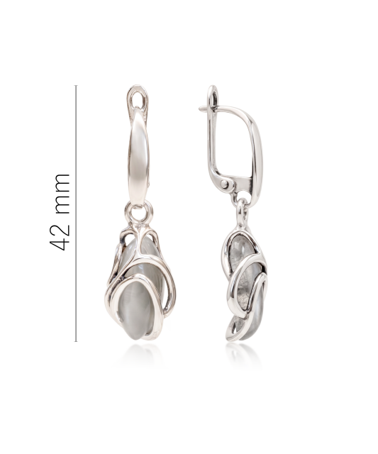 Sterling silver earrings with cats eye stone
