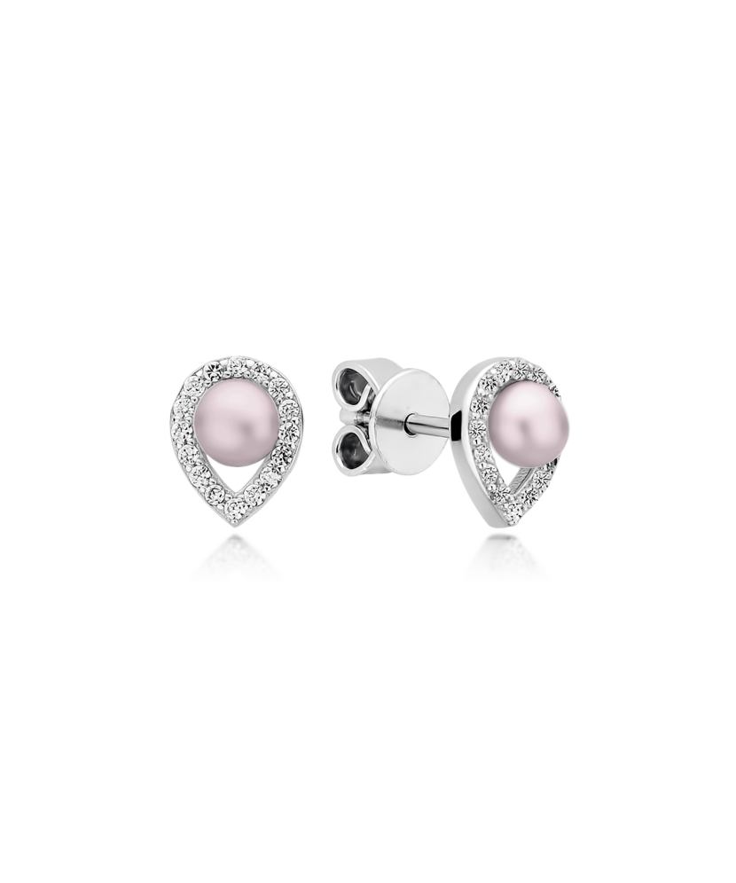 Sterling silver earrings with pearls and zircons