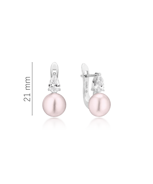 Sterling silver earrings with pearls and zircons