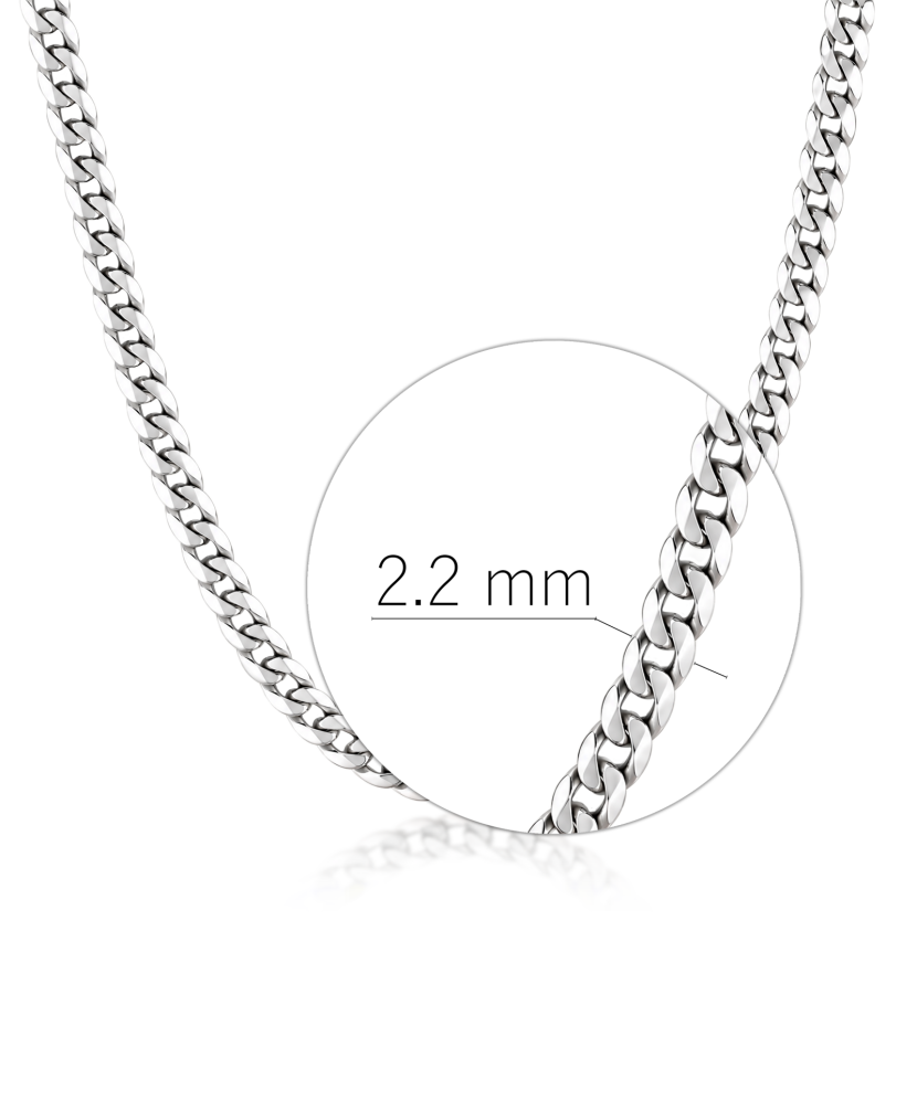Hopeinen “Curb”-kaulaketju 2,2 mm