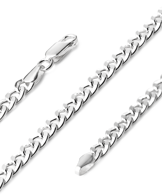 Silver “Curb” chain 4 mm