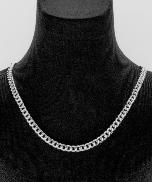 Hopeinen “Curb”-kaulaketju 4 mm