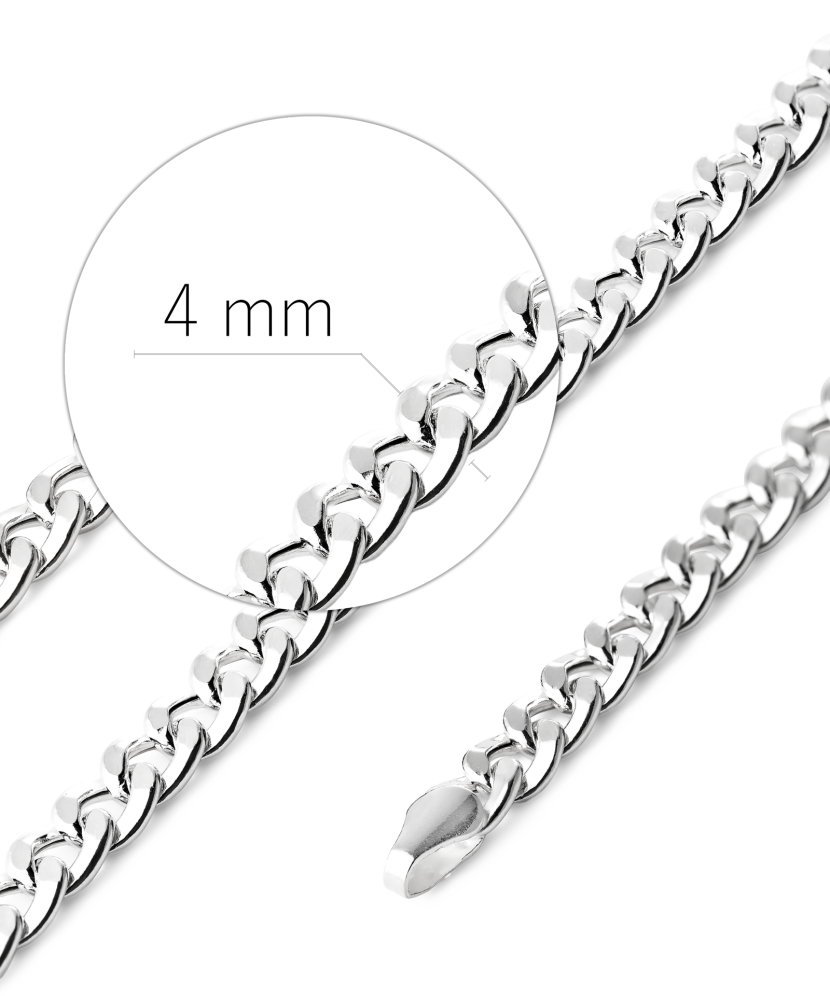 Hopeinen “Curb”-kaulaketju 4 mm