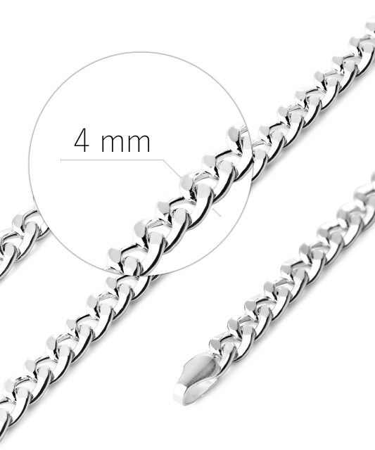 Hopeinen “Curb”-kaulaketju 4 mm