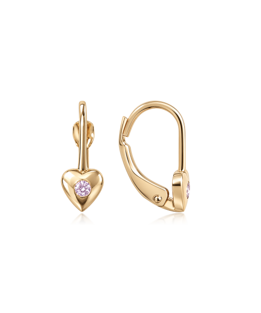Gold earrings with zirconium