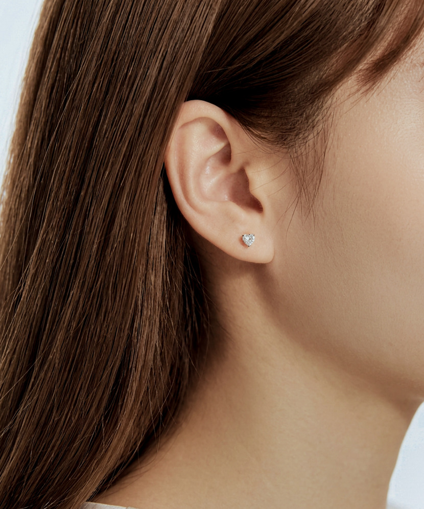 Sterling silver earrings with zircons "Heart"