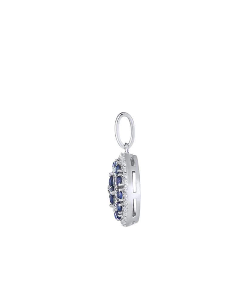 Sterling Silver pendant with nano sapphires and zircons