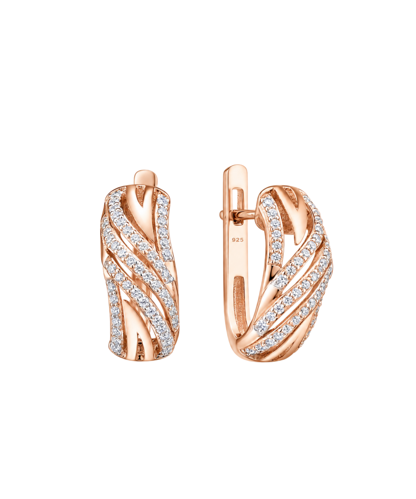Gilded sterling silver earrings with zircons