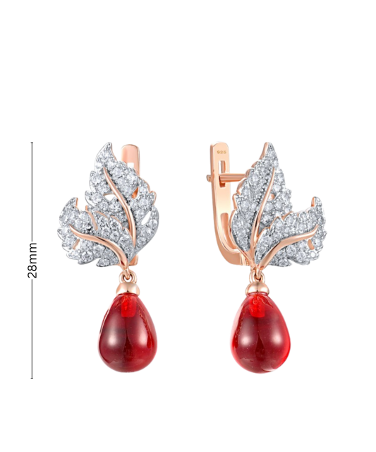 Gilded sterling silver earrings with zircons