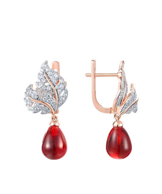 Gilded sterling silver earrings with zircons