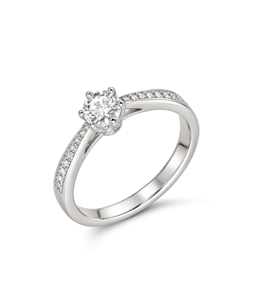 Hopeinen sormus moissaniiteilla 0.5ct