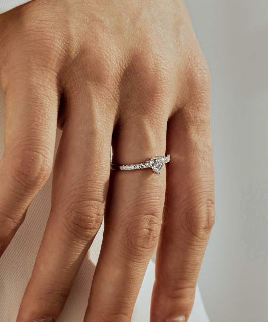 Silver ring with moissanites “Heart” 0.5ct