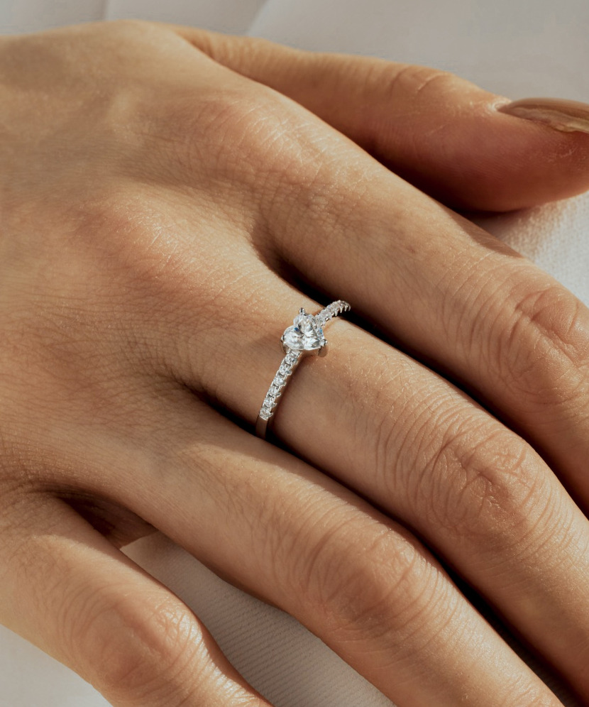 Silver ring with moissanites “Heart” 0.5ct